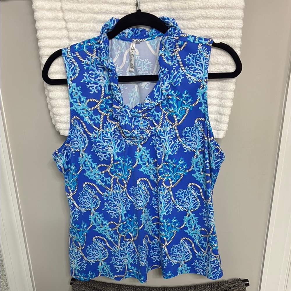 Lulu B Sleeveless Fitted Ruffled Blouse